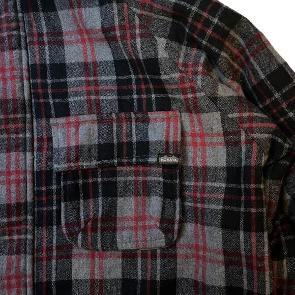 Vintage KAVU Plaid Wool Jacket Men’s Medium Red Black Full Zip Cabincore Tartan - Picture 4 of 10